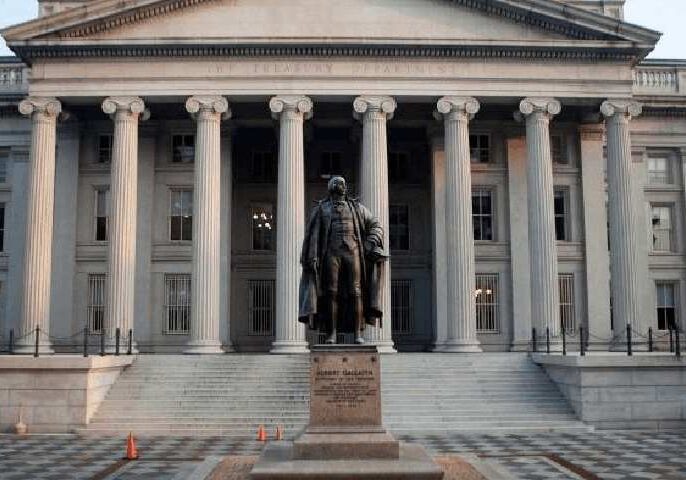 Facade of the US Treasury building